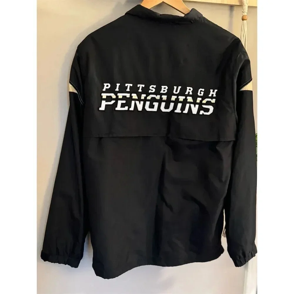 Reebok Men's Pittsburgh Penguins NHL Windbreaker Jacket Black‎ Size S